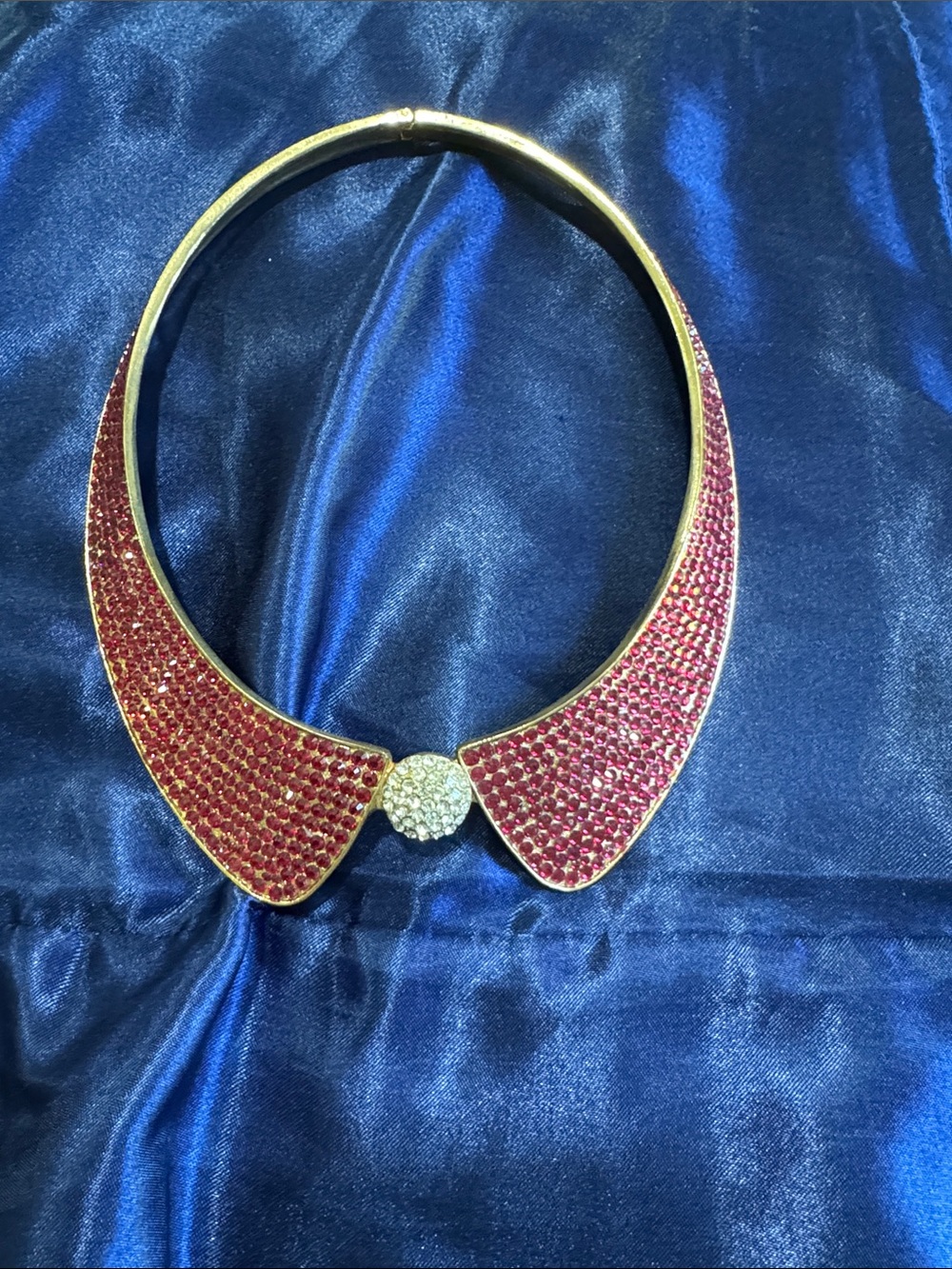 Elegant Pink Crystal Collar Necklace by